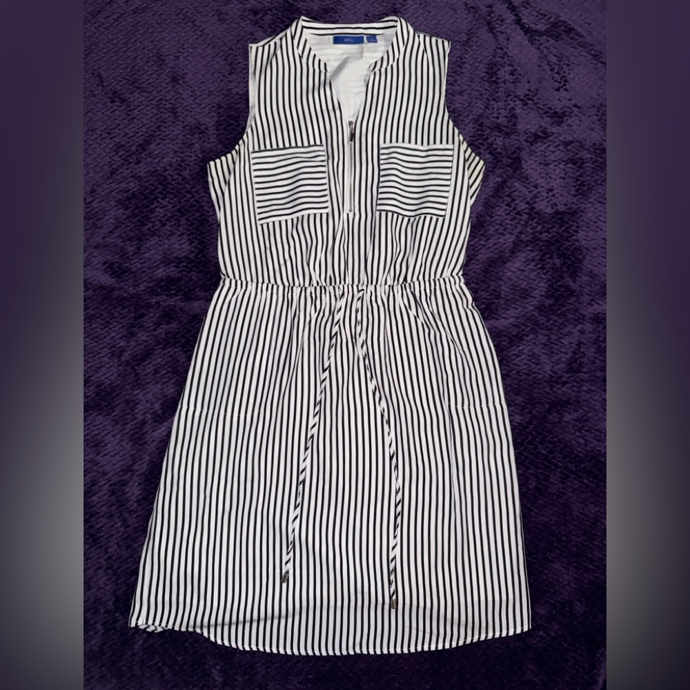 Striped Black and White Sleeveless Dress